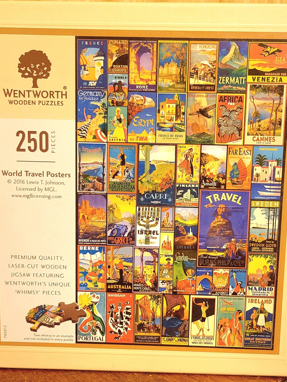 Wentworth 250-Piece Wooden Puzzle - Multicolor World Travel Posters